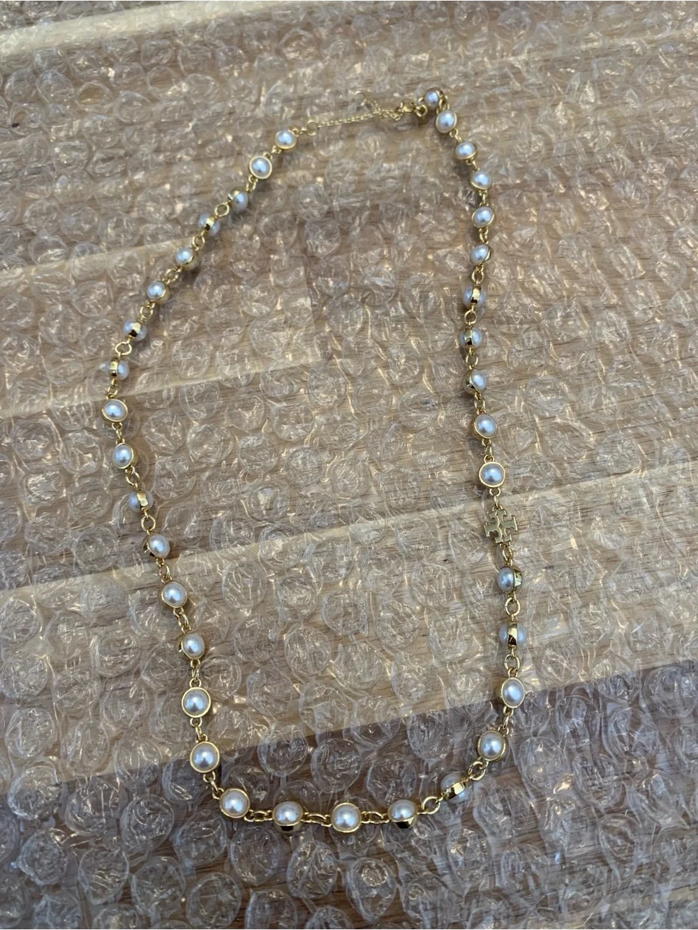 Tory Burch Gold-Tone Necklace with White Pearls